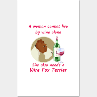 A Funny Wire Fox Terrier and Wine Posters and Art